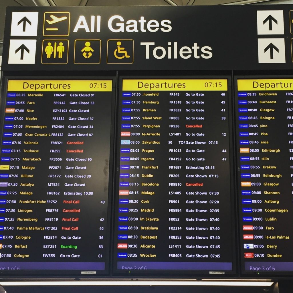 organised when flying snopake departure board