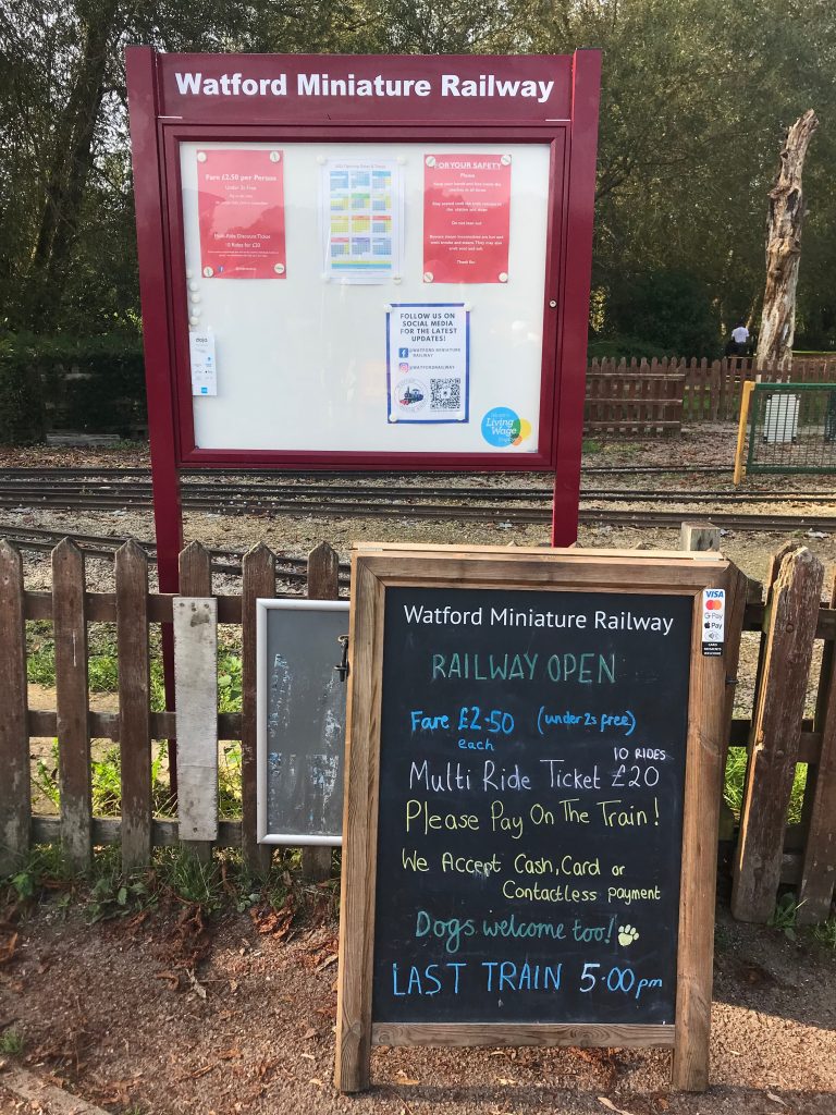 The notice board and accompanying chalk board as you enter the railway station