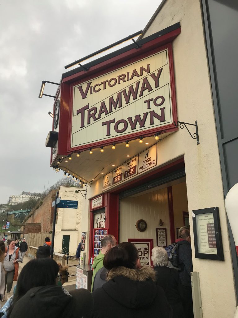A picture of the outside of the lower station on teh Central Tramway Company. The sign reads Victorian Tramway to Town.